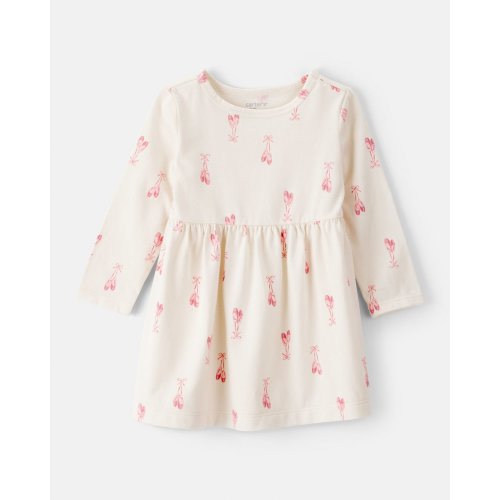 Baby Girl Ballet Slipper Print Long-Sleeve Dress - Ivory - Carter's | Carter's