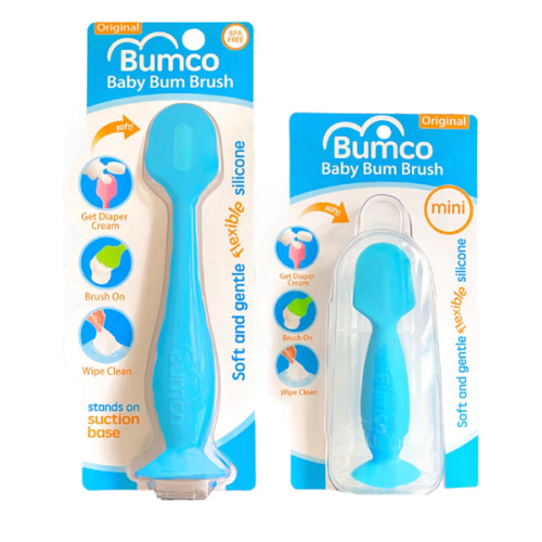 Bumco Baby Bum Brush + Mini Diaper Cream Spatula with Case - BPA-Free Butt Spatula Baby, Soft Diaper Spatula, Baby Diaper Cream Applicator, Mom-Invented Diaper Bag Essentials, Butt Spatula