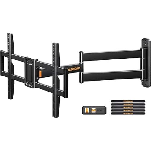 Perlegear Corner TV Wall Mount Long Arm TV Mount Bracket for 32-75 Inch TVs-Full Motion TV Wall Mount with 32.37” Extension & Swivel Articulating Arm & Tilt, MAX VESA 600x400mm, Holds up to 100 lbs