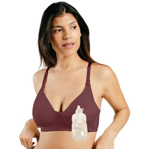 Simple Wishes Pumping and Nursing Bra in One with Fixed Padding - Patented Supermom T-Shirt - Pumping Bra Hands Free