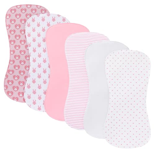 Gelisite 6 Pack Cotton Baby Burp Cloths Extra Absorbent Soft for Baby Boys and Girls (Pink-ftz)