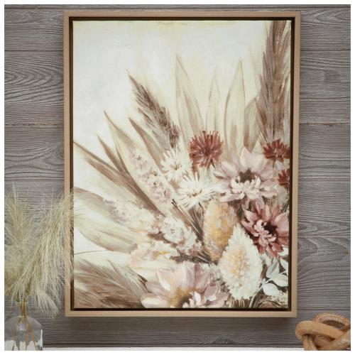 Boho Flowers Framed Canvas Wall Decor