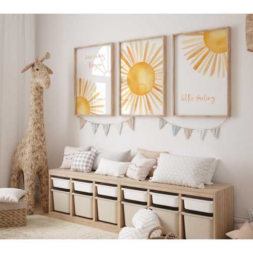 Sun Nursery Decor for Baby Room Boho Wall Art Set of 3 Prints Nursery Wall Decor Sunshine Baby Shower Gift Print Nursery Sunshine Wall Art