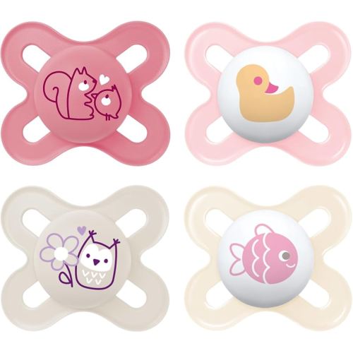 MAM Original Start Matte Baby Pacifiers, Binky for 0-3 Months, BPA-Free Silicone Nipple, Easy to Clean, Best for Newborn Babies, Developed with Medical Experts, 4 Count Binkies with Sterilizer Case