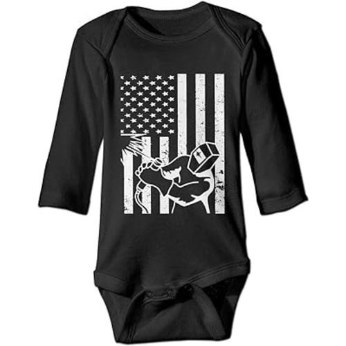 LittleHorn Welder Proud Flag Pattern Infant Onesie Baby Unisex Long Sleeve Playsuit Outfit