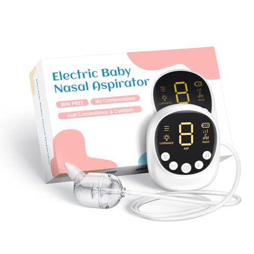 X-Bosak Electric Baby Nasal Aspirator - Hospital Grade Mucus Remover with 9 Suction Levels, USB-C Rechargeable, Night Light & Nursery Rhymes, BPA-Free Silicone Tips