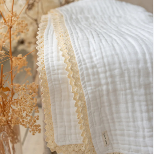 Lullaby Lace - Lux Muslin Gauze Blanket - White