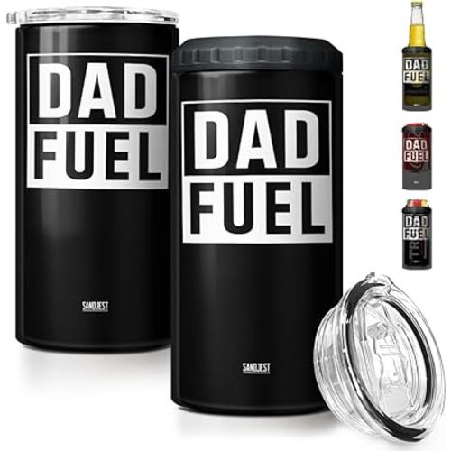 SANDJEST 4-in-1 Tumbler Gifts for Dad from Daughter Son - 12oz Dad Fuel Can Cooler Tumblers Travel Mug Cup - Stainless Steel Insulated Cans Coozie Christmas, Birthday, Father's Day Gift for Daddy