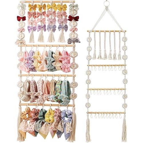 RDYEAAR Bow Organizer for Girls, Claw Clip Organizer, Bow Hanger for Girls, Baby Girl Nursery Decor, Toddler Hair Accessory Organizer,Hanging Organizer…