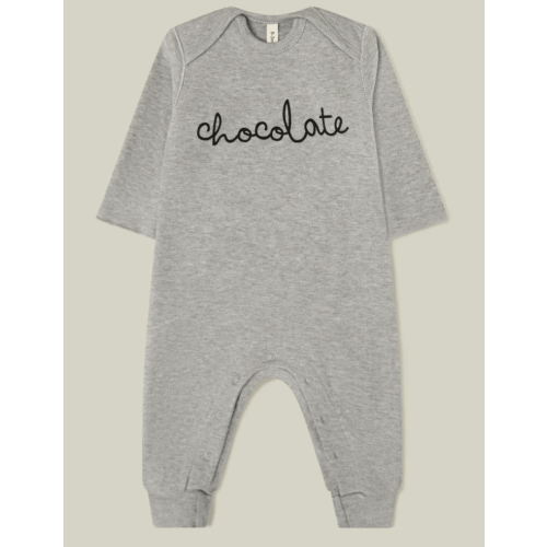 Grey Melange CHOCOLATE Organic Cotton Playsuit | Organic Zoo