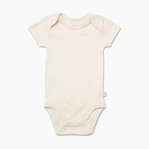 Tiny Kind Solid Short Sleeve Organic Cotton Bodysuit - Antique White, 9-12 M