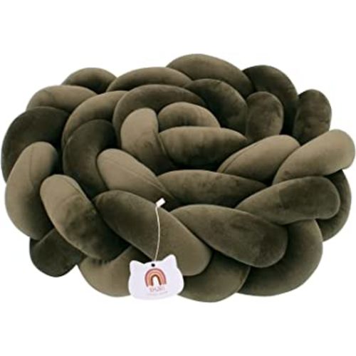 XHJRI Soft Cushion Knot Pillow, Suitable for Home Decor and Furniture Decoration, Bed Gap Filling Cushion Plush for Boys Girls Gift Decoration (Dark Flax, 78.7 Inch, 1 Count (Pack of 1))