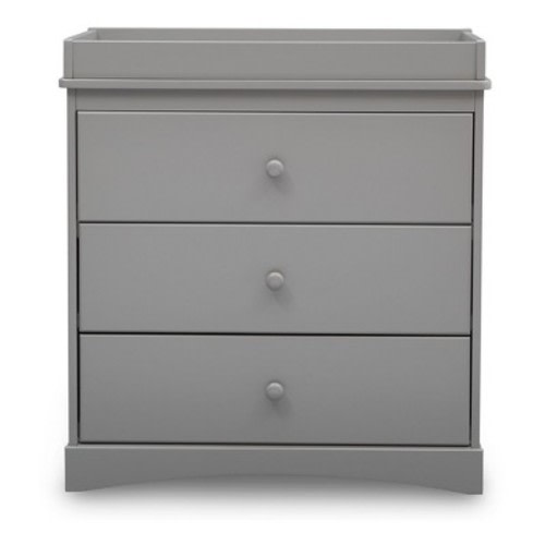 Delta Children Skylar 3-Drawer Dresser with Changing Top, Color: Gray