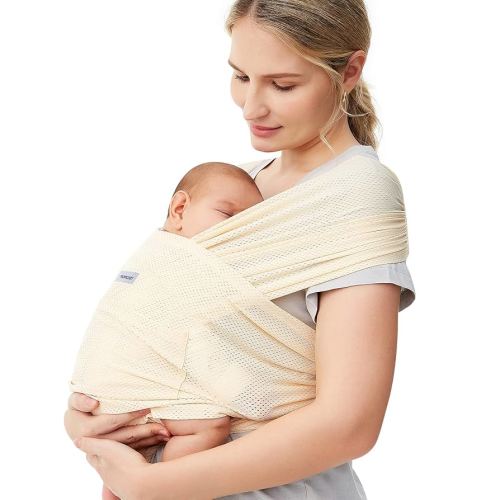 Momcozy Baby Carrier Slings, Summer Cooling Air-Mesh Fabric Baby Carriers Sling for Newborn to Toddler up to 50 lbs, Hands Free Adjustable Easy to Wear Baby Wrap Carrier Slings, Beige