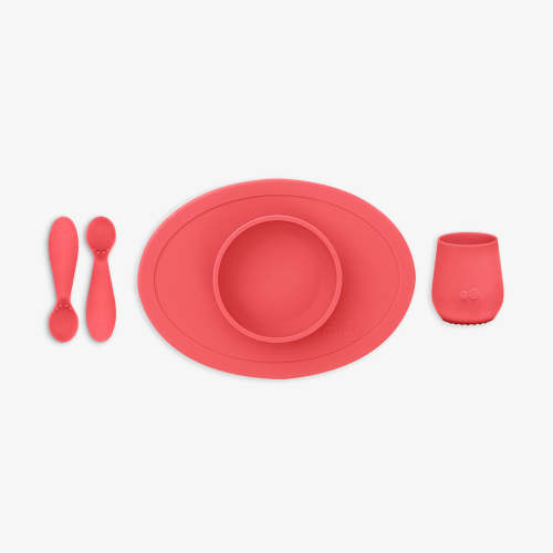 First Foods Set / Silicone Spoon, Cup & Suctioning Bowl for Infants– ezpz