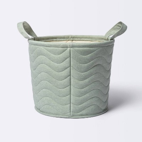 Quilted Fabric Medium Round Storage Basket - Green - Cloud Island™
