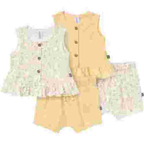 Modern Moments by Gerber Baby Girl Peplum Top and Short Sets, 4-Piece, Sizes 0/3 Months - 24 Months