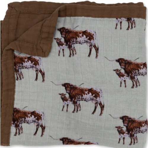 Sagebrush Longhorn Bamboo Muslin Blanket – Cowkid Clothing Company