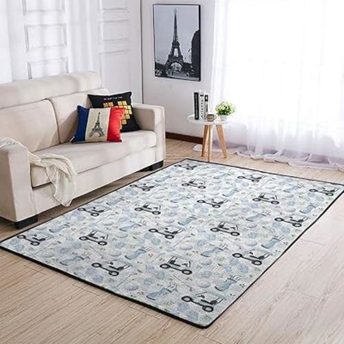 Golf Nursery Area Rug for Baby Girl Boy Sports Golfing Kids Area Rugs for Bedroom Playroom Classroom Living Room Decor Golf Lovers Gift Floor Mat Blue 48x72inch