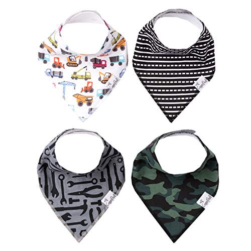 Copper Pearl Baby Bandana Bibs - 4 Pack Soft Cotton Baby Bibs for Drooling and Teething, Absorbent Drool Bibs for Baby Girl and Boy, Adjustable to Fit Newborns to Toddlers, Tons of Styles (Diesel)