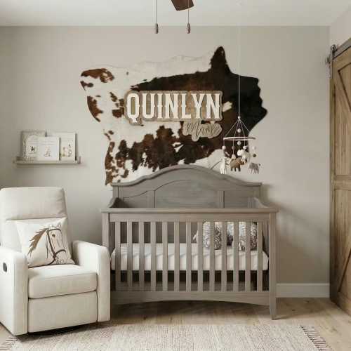 Wood Name Sign For Western Nursery Decor Layered Name Sign Above Crib Sign Custom Nursery Wall Art Personalized Nursery Sign Cowgirl Nursery