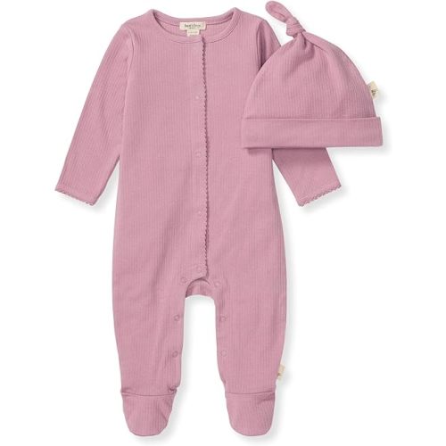 Burt's Bees Baby Baby Girls Romper - 100% Organic Cotton, One-Piece Shortall Girl Outfit for Sizes Newborn to 24 Months