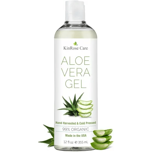 12oz Organic Aloe Vera Gel for Face, Skin, Hair & Sunburn Relief - From 100 Percent Pure Aloe Vera - Cold Pressed, Vegan, Unscented - Made in USA.
