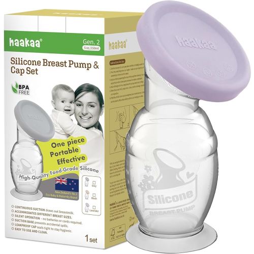 haakaa Silicone Breast Pump & Silicone Cap (Lavender) 5oz/150ml, Gen.2