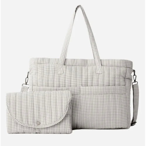 Diaper Bag + Changing Pad Set | Sage Gingham | Quincy Mae – Nouveau and Vintage