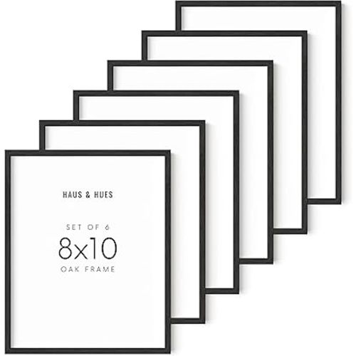 HAUS AND HUES 8x10 Oak Wood Frames, Set of 6 Black 8x10 Frames