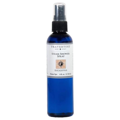 Travertine Spa Steam Shower Spray | Eucalyptus Shower Spray | Eucalyptus Oil Mist for Shower Aromatherapy | Sinus and Congestion Relief | Steam Room Spray | 100% Natural Eucalyptus Oil | 4 fl oz