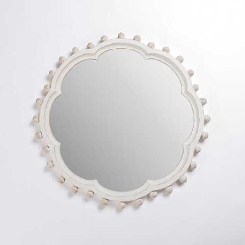 Whitewashed Beads Scalloped Willa Wall Mirror | Kirklands Home