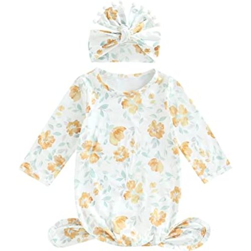 Infant Newborn Baby Girls Floral Sleep Gown Headband Sleepwear Romper Sleeping Bags Outfits