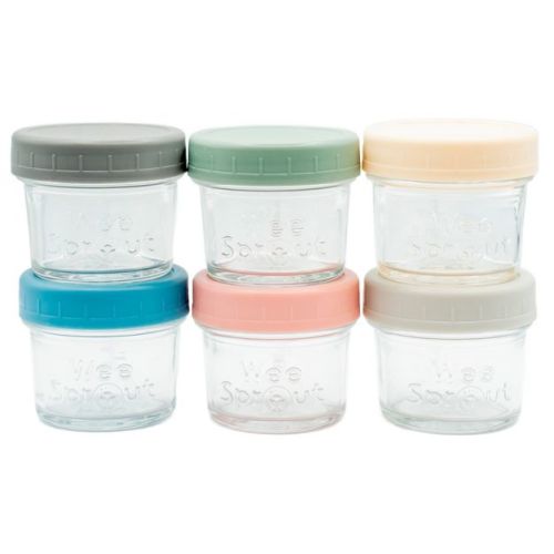 WeeSprout Glass Baby Food Storage Jars w/ Lids - 4oz, 6 Pack Set