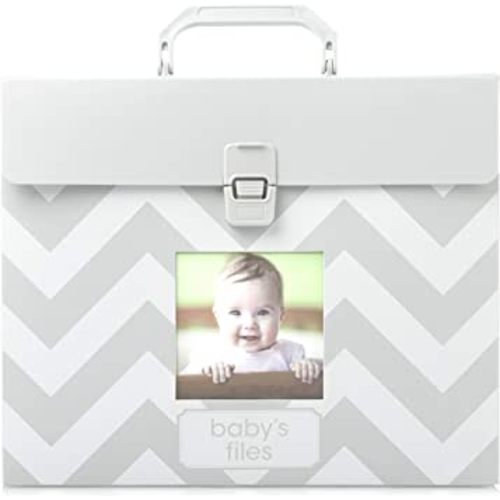 Tiny Ideas Baby File Keeper Organizer, Gray Chevron, Newborn Baby Document Organizer, Durable File Folder