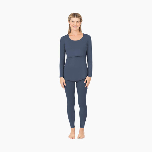 Kindred Bravely Jane Maternity & Nursing Pajama Set - Slate Blue, XX-Large