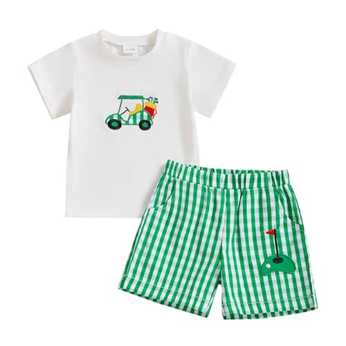 NEVUQO Toddler Baby Boy Summer Outfits Farmer Truck Gingham Boxer Shorts Set Little Kids 2Pcs Clothes 6 12 18 Months 2T 3T 4T
