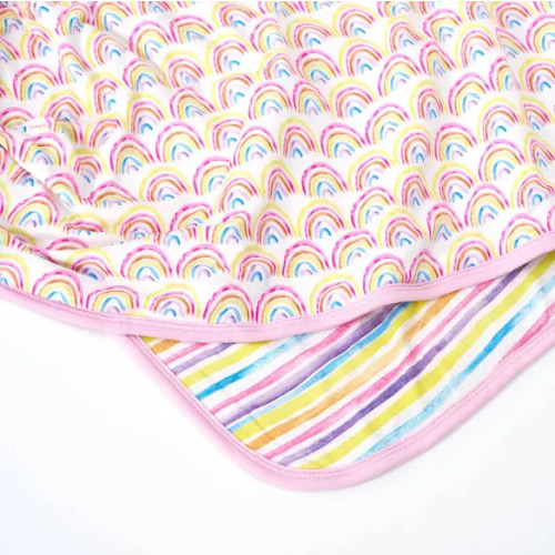 Pastel Rainbows & Sunrise Stripes Large Cloud Blanket - Little Sleepies