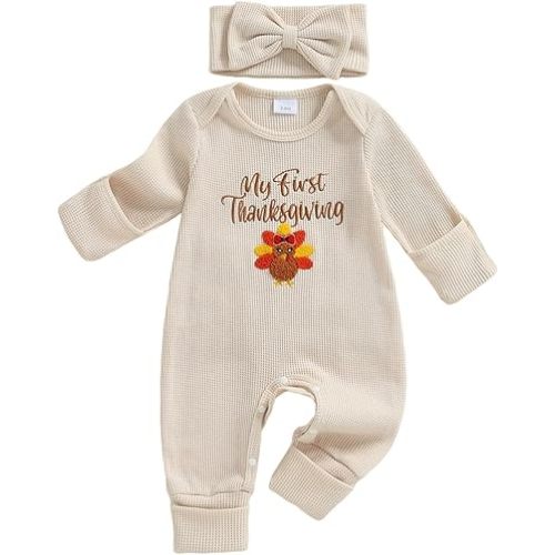 My First Halloween Baby Girl Outfit Newborn Pumpkin Ghost Jumpsuit | Halloween Baby Girl Outfits Newborn Pumpkin Ghost Print Jumpsuit Long Sleeve Romper And Bow Headband Cute Infant Fall Clothes