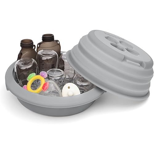 Haakaa Multipurpose Silicone Microwave Bottle Sterilizer & Steamer – Reusable Collapsible Microwave Sterilizer for Baby Bottles,Breast Pump Parts & Pacifiers and Accessories,Great for Home &Travel