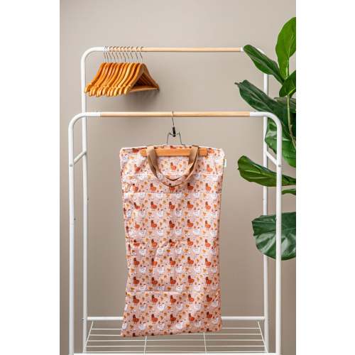 Patterned Large Zipper Hanging Wet Bag, Laundry Bag with Handles