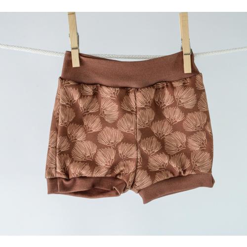 Eco-Friendly Organic Knit Baby Shorts | Ohia Print | Soft Diaper Cover Bummies - Handmade in Hawaii