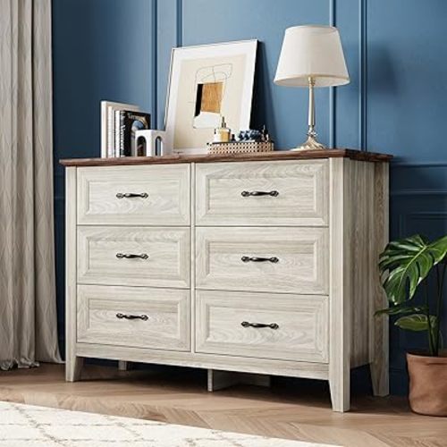 LINSY HOME Drawers Dresser for Bedroom, Wood Bedroom Dresser Farmhouse Drawer Chest, Tall Dresser for Closet, Dressers Organizer for Living Room, Closet, Hallway