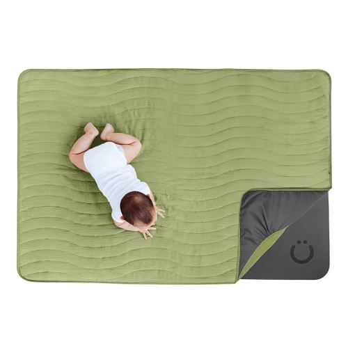 Ubbi Baby Floor Mat, Thick and Comfortable 40.5 x 57 Padded Play Mat for Babies and Toddlers, Detachable Cotton Muslin Cover, Machine Washable and Foldable, Lily Pad