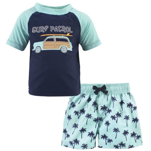 Hudson Baby Infant Boy Swim Rashguard Set, Surf Car, 9-12 Months
