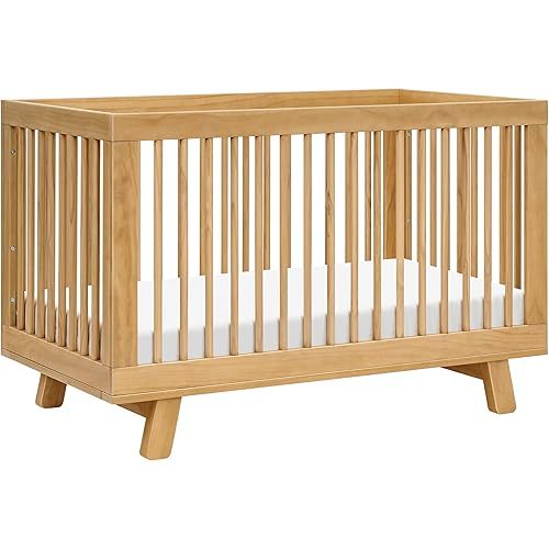 babyletto Hudson 3-in-1 Convertible Baby Crib with Wooden Toddler Bed & Daybed Conversion - Easy to Assemble & GREENGUARD Gold Certified - 4 Adjustable Mattress Heights - Honey
