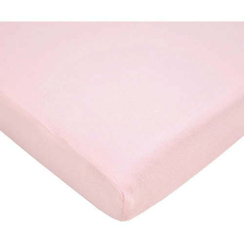 American Baby Company 100% Natural Cotton Jersey Knit Fitted Portable/Mini-Crib Sheet, Pink, Soft Breathable, for Girls