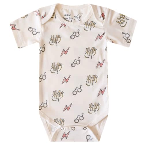 Copper Pearl Short Sleeve Bodysuit Baby: Ultra Soft Bodysuits for Newborns and Infants - Stylish, Comfortable, Overlap Shoulders, Premium Knit Fabric - Harry Potter™, 12-18 Months