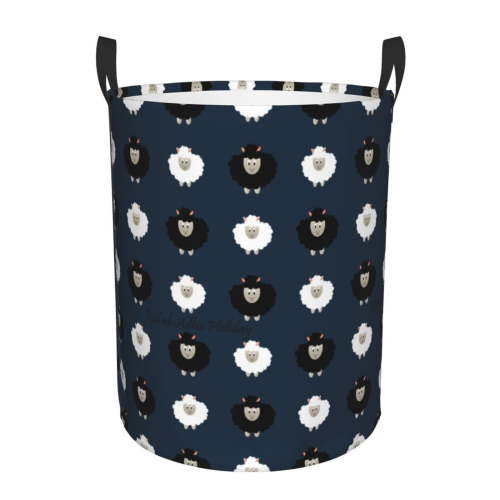 Laundry Basket, funny sheep navyblue Waterproof Laundry Hamper with Padded Handles, Clothes Hamper for Laundry, Bedroom, Dorm, Towels, Laundry Bin Easy Storage