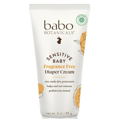 Babo Botanicals Sensitive Baby Fragrance-Free Diaper Cream - 25% Natural Zinc Oxide - Calendula, Shea & Cocoa Butter - EWG Verified - Vegan- from Birth on - 1 or 2 Pack Tube - 6oz Jar